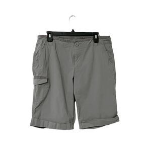 DKNY Grey Cargo Stretch Lightweight Bermuda Cuffed Pockets Shorts Size 12